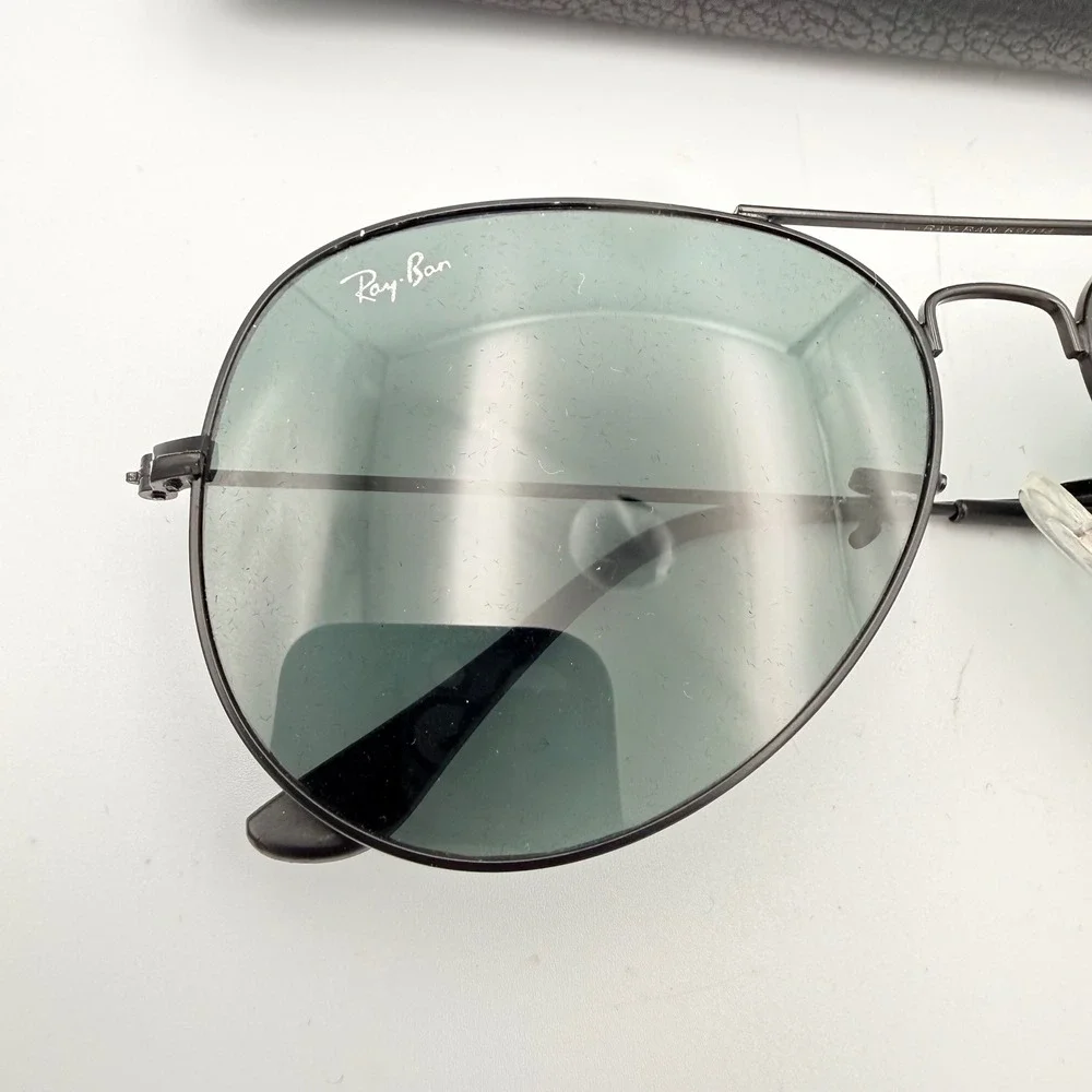 Ray-Ban RB3026 Aviator Large Metal II Sunglasses Black Frame Green Lens 62mm